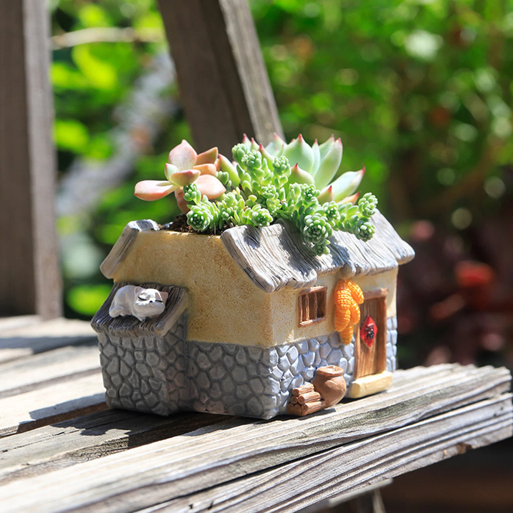 Flower Pot Sculpture Indoor Plants Outdoor with Drainage Decoration Plant Planters Garden Pot Home Table Centerpiece Decor