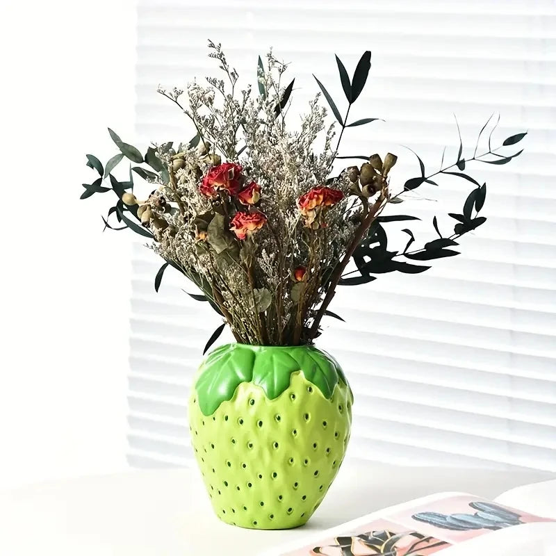 Creative Strawberry-Shaped Vase for Flower Arrangement, Living Room Home Decoration, Decorative Flower Pot