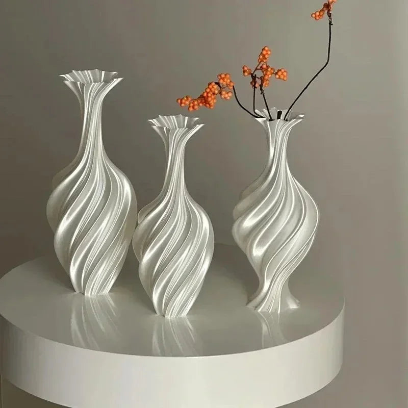 2026 NEW HOT Modern Style Printed Flower Vase Swirl Pattern Aesthetic Floral Display for Living Room Decor Latest Models