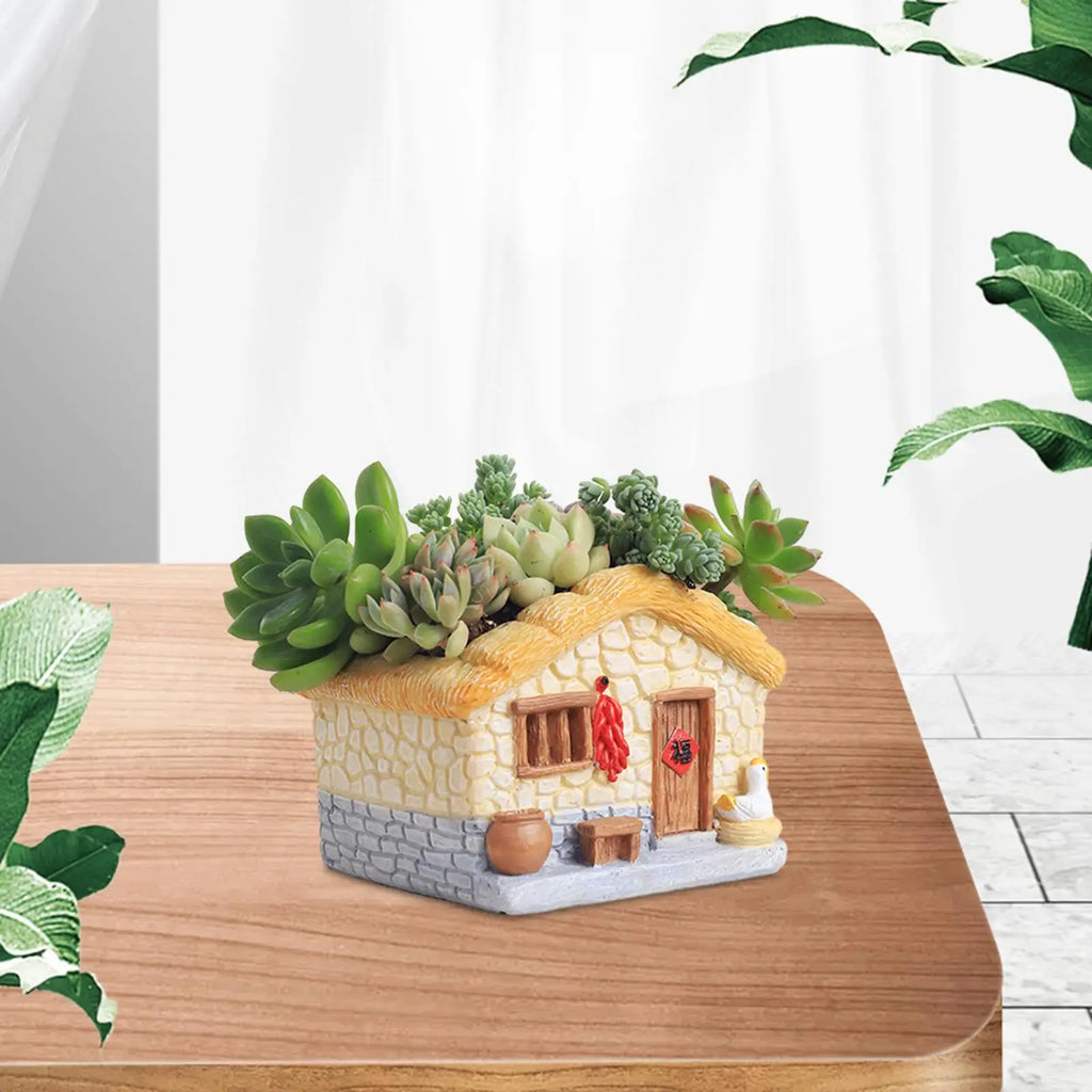 Flower Pot Sculpture Indoor Plants Outdoor with Drainage Decoration Plant Planters Garden Pot Home Table Centerpiece Decor