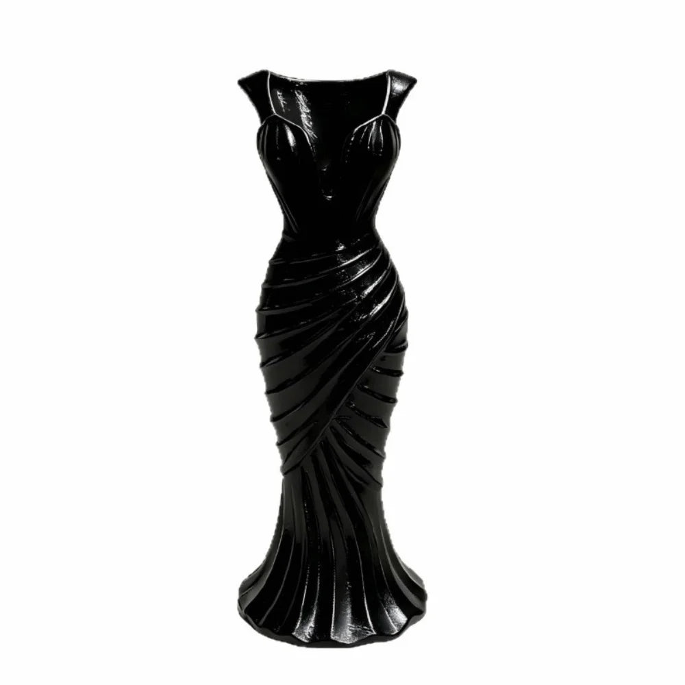 Gown-Shaped 3D Printed Flower Vases Twisted Design Minimalist-Style Elegant Dress Vase Flower Arrangement Decorative Vase