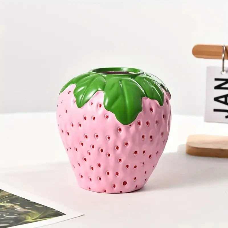 Creative Strawberry-Shaped Vase for Flower Arrangement, Living Room Home Decoration, Decorative Flower Pot