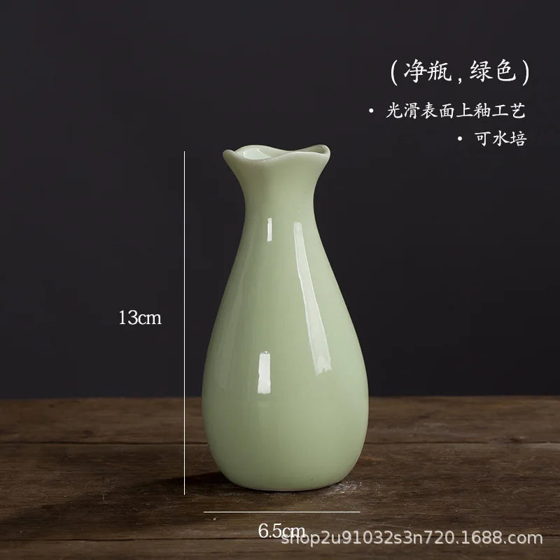 Small Fresh Ceramic Vase Creative Mini Hydroponic Flower Utensils Ins Style Home Living Room Dried Flower Ornament Gift