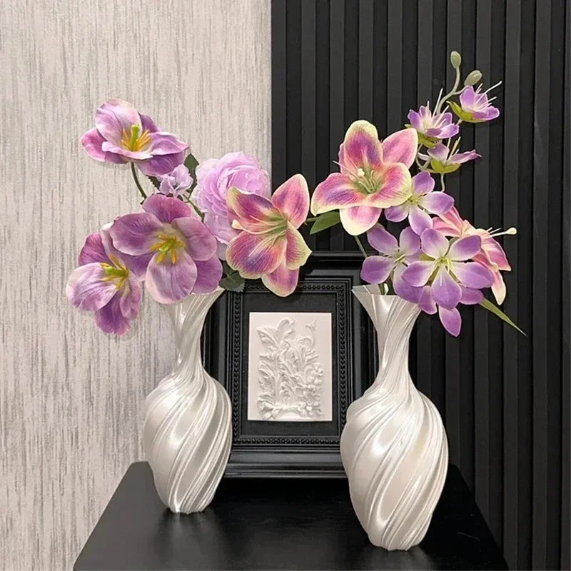 2026 NEW HOT Modern Style Printed Flower Vase Swirl Pattern Aesthetic Floral Display for Living Room Decor Latest Models
