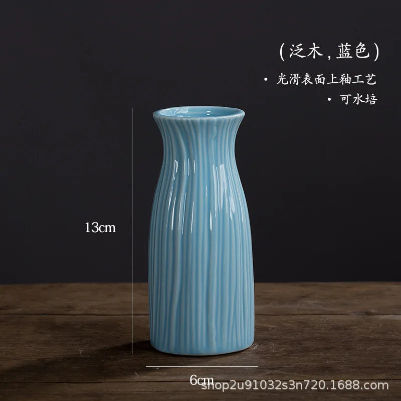 Small Fresh Ceramic Vase Creative Mini Hydroponic Flower Utensils Ins Style Home Living Room Dried Flower Ornament Gift