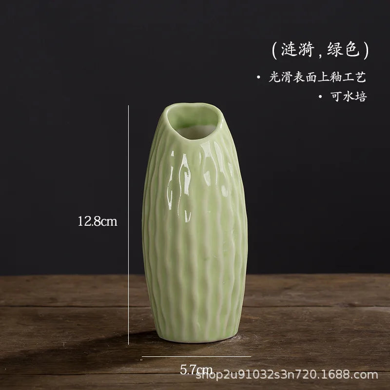 Small Fresh Ceramic Vase Creative Mini Hydroponic Flower Utensils Ins Style Home Living Room Dried Flower Ornament Gift