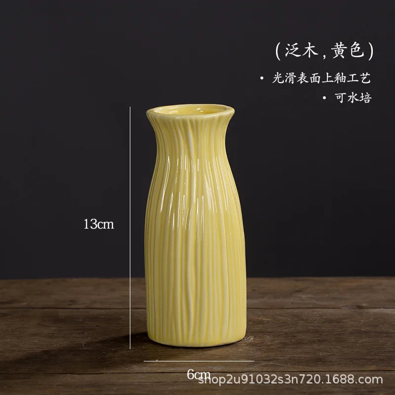 Small Fresh Ceramic Vase Creative Mini Hydroponic Flower Utensils Ins Style Home Living Room Dried Flower Ornament Gift