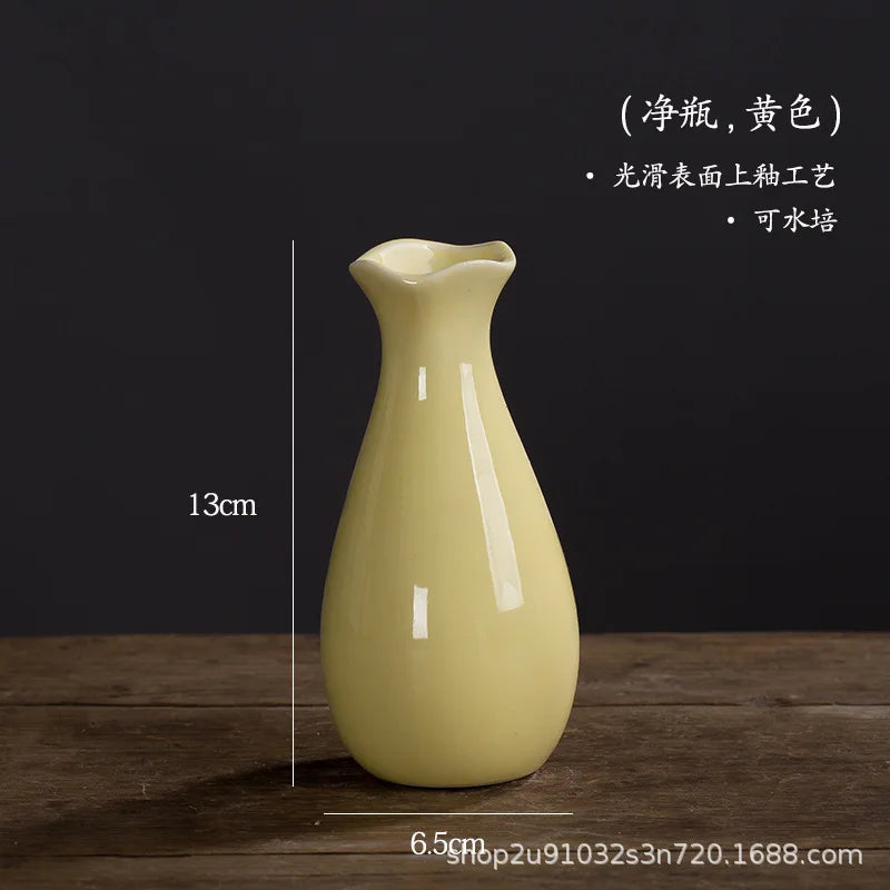Small Fresh Ceramic Vase Creative Mini Hydroponic Flower Utensils Ins Style Home Living Room Dried Flower Ornament Gift