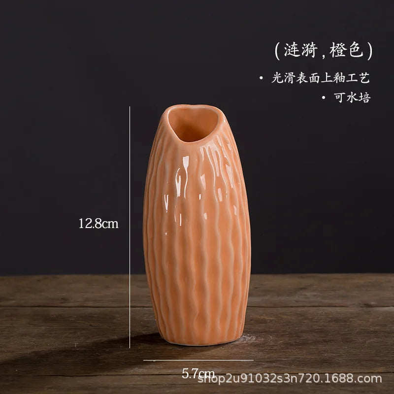 Small Fresh Ceramic Vase Creative Mini Hydroponic Flower Utensils Ins Style Home Living Room Dried Flower Ornament Gift