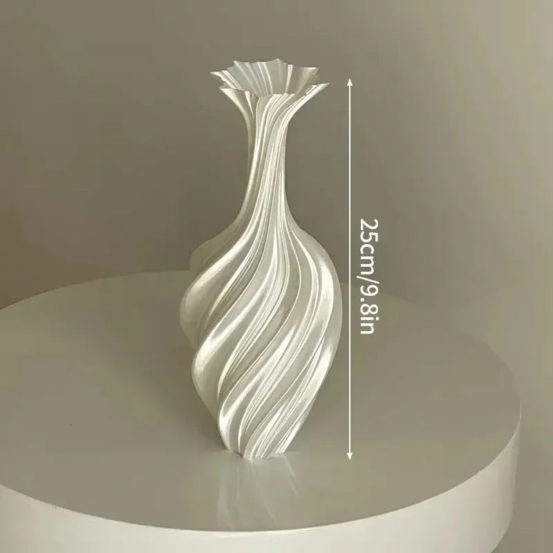2026 NEW HOT Modern Style Printed Flower Vase Swirl Pattern Aesthetic Floral Display for Living Room Decor Latest Models