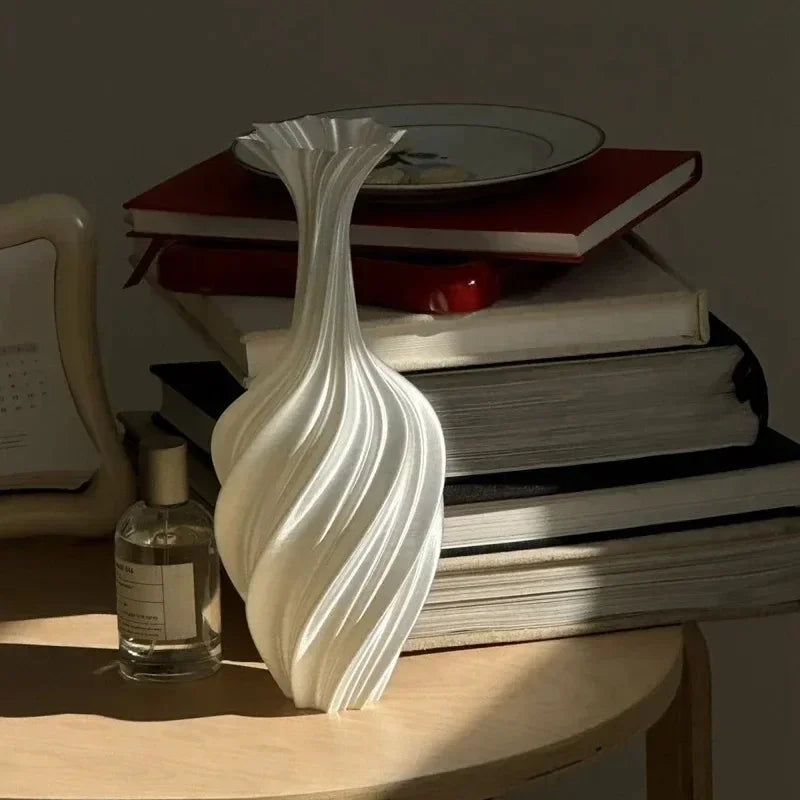 2026 NEW HOT Modern Style Printed Flower Vase Swirl Pattern Aesthetic Floral Display for Living Room Decor Latest Models