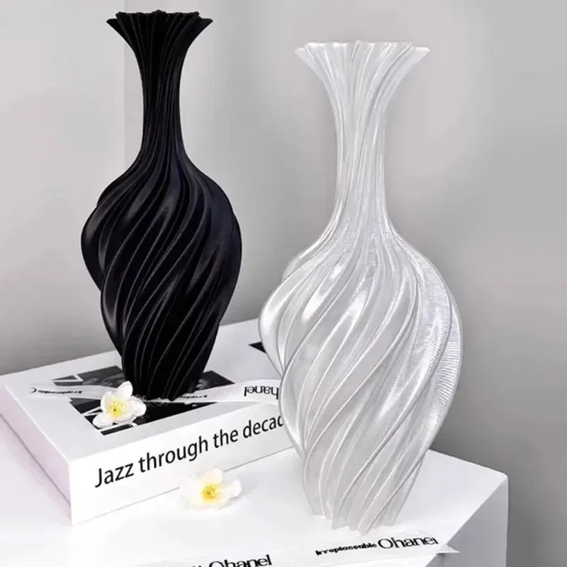 2026 NEW HOT Modern Style Printed Flower Vase Swirl Pattern Aesthetic Floral Display for Living Room Decor Latest Models