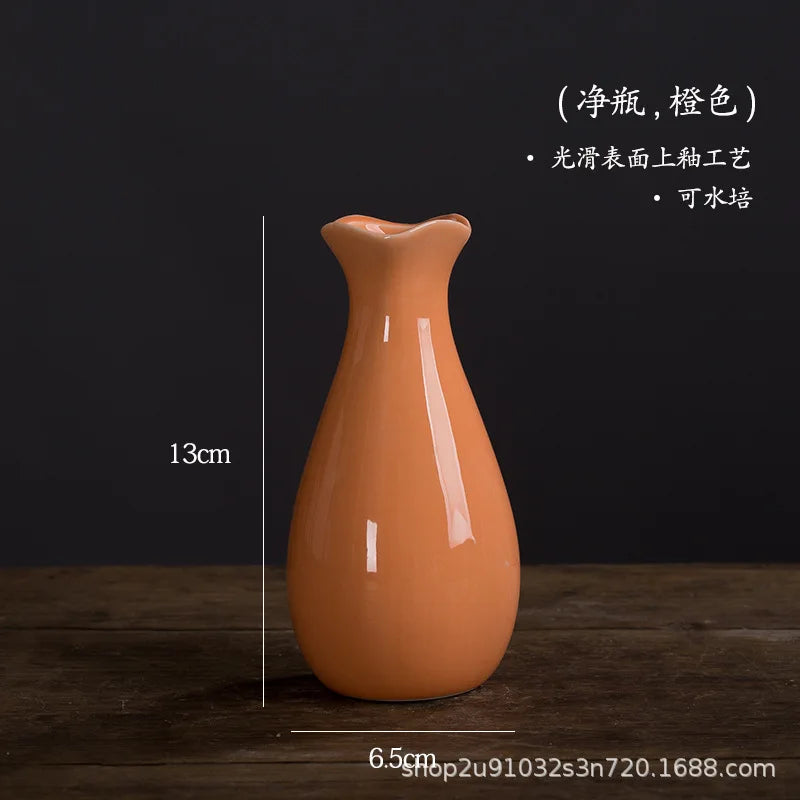 Small Fresh Ceramic Vase Creative Mini Hydroponic Flower Utensils Ins Style Home Living Room Dried Flower Ornament Gift